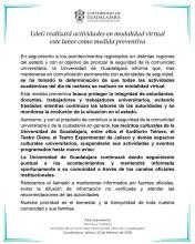 UdeG suspende actividades administrativas y académicas como medida preventiva