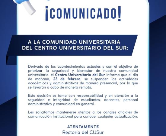 UdeG suspende actividades administrativas y académicas como medida preventiva